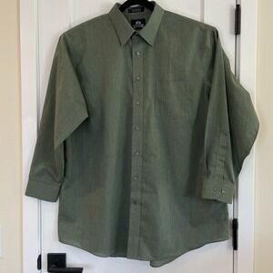 STAFFORD Mens Dress Shirt Wrinkle Free Olive Green Long Sleeve 18in Neck XXL 2XL
